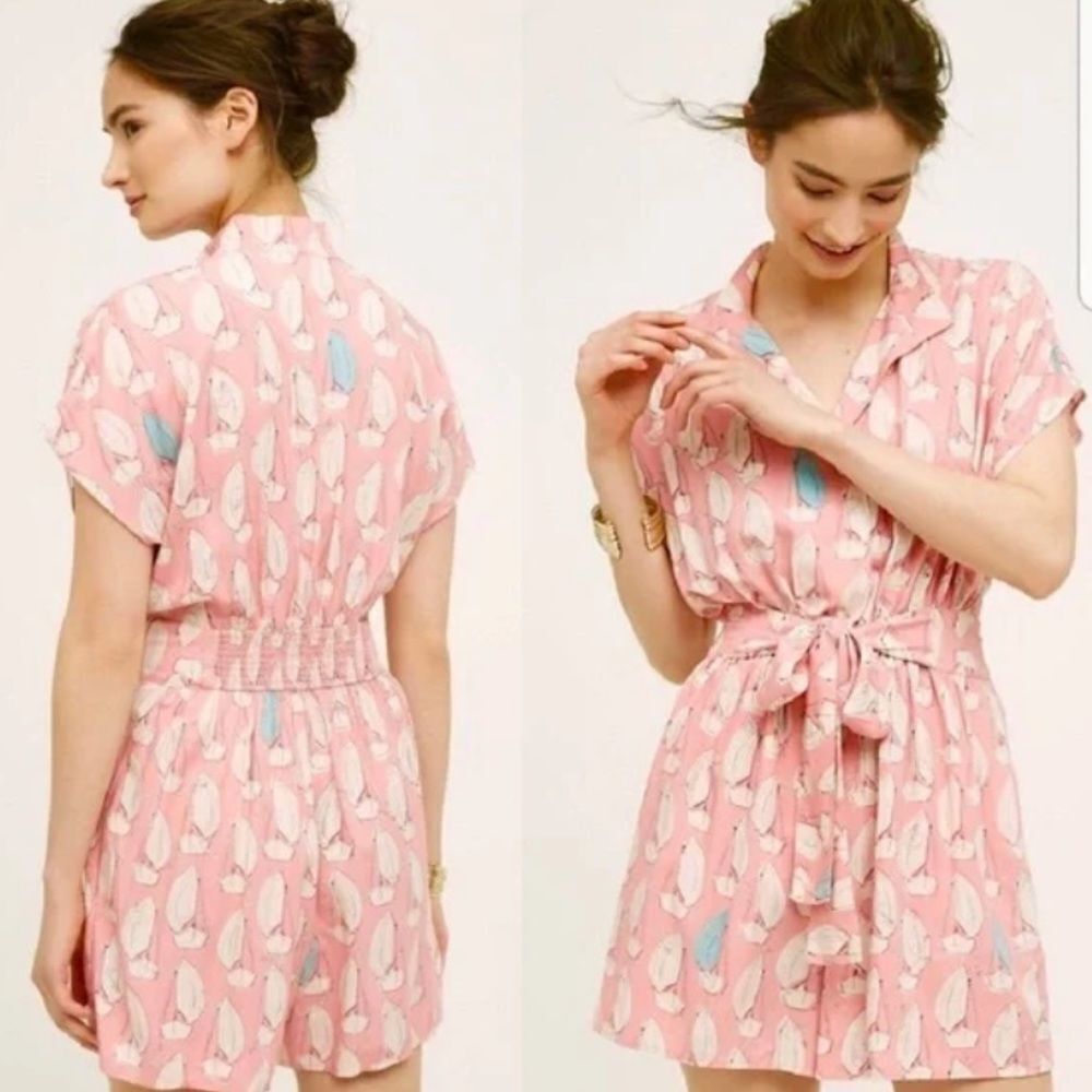 Anthropologie Maeve Women's Tourista Sailboat Romper Size 2